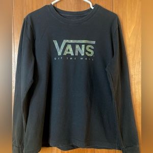 Mens Vans Long Sleeve Tee with Camo Logo